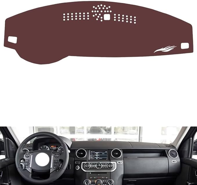 Leather Dashboard Cover Compatible with LR Discovery 4 2010-2016,Dash Board Cover mat Anti-Slip Sun-Proof and dust-Proof(Brown)