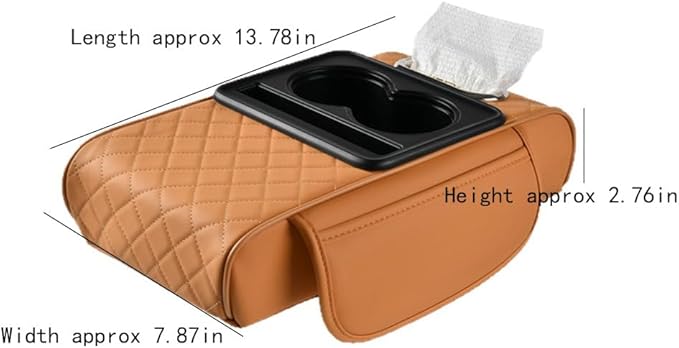 Car Center Console Armrest Pad for Nissan Kicks 2018–2025 2026 P16,Pu Leather Heightening Cushion with Cup Holder and Tissue Box,Multifunctional Organizer Accessories,Black