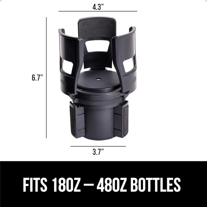 GORILLA GRIP Patent Pending Car Cup Holder Expander, Keeps Large Drink Cups Secure, Expands Fits Yeti, HydroFlask, Stanley 18 to 48oz Large Water Bottles, Coffee Mug, Adjustable Insert, Black