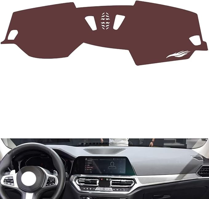 Leather Dashboard Cover Compatible with BMW New 3 Series (NO HUD 2020-2022,Dash Board Cover mat Anti-Slip Sun-Proof and dust-Proof(Brown)