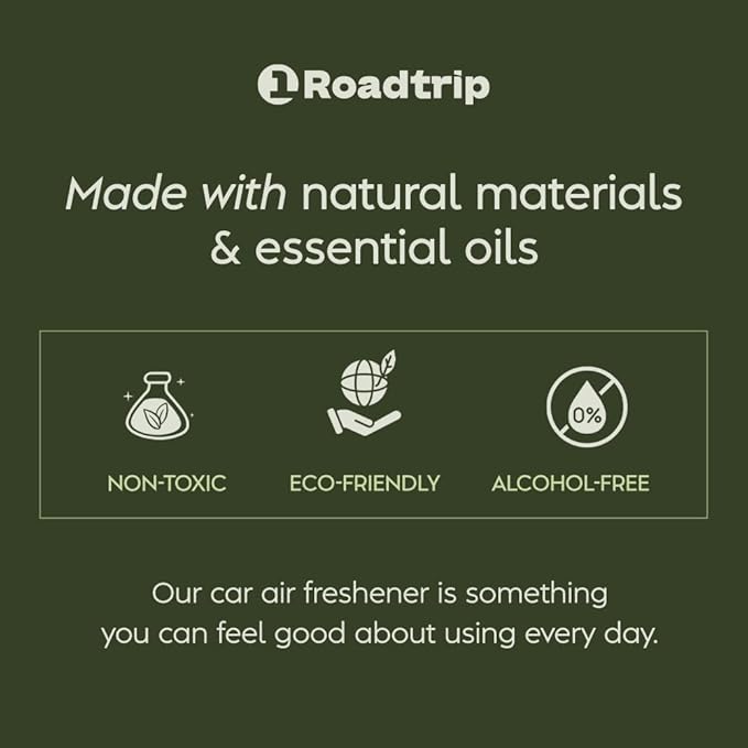 1Roadtrip Car Air Diffuser - Long Lasting Essential Oil Diffuser - Pack of 2 Non-Toxic Hanging Car Air Freshener - Accessories for Men & Women - Odor Eliminator - Teak Wood Scent 0.27FL OZ/8ML