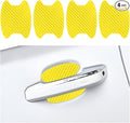 Car Door Handle Cup Scratch Protector, 4PCS 3D Carbon Fiber Vehicle Handle Bowl Sticker, Automotive Exterior Door Cup Protection Decal, Universal for SUV Caravan Automobile (Yellow)