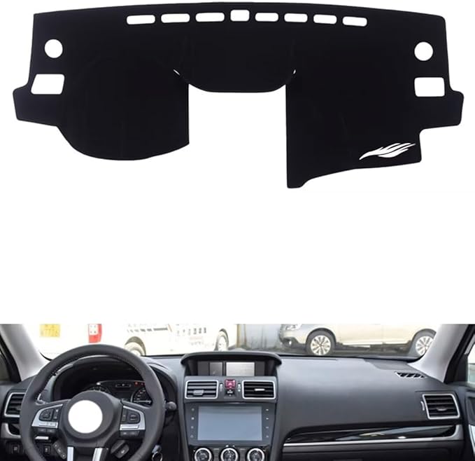 leather dashboard cover Compatible with SubaruSubaru NEW FORESTER 2013-2018，dash cover（black）