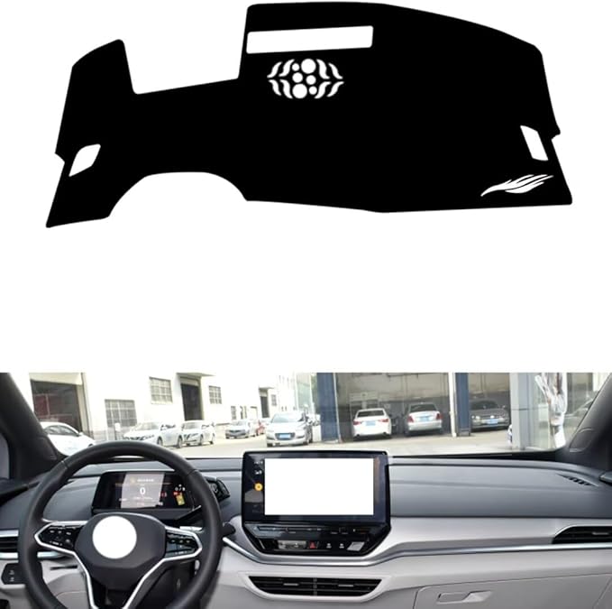 leather dashboard cover Compatible with VW ID.4 CROZZ (HUD，dash cover（black）
