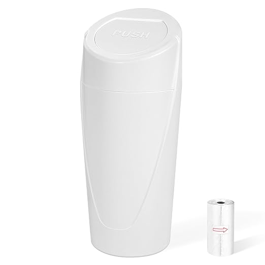 Kincown Car Trash Can, Mini Car Trash Bin with Lid, Leakproof Cup Holder Car Garbage Can with 20 Trash Bags, Vehicle Front Back Seat Organizers and Storage for Car, Home, Office, White