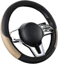Universal Fit Soft Embossed PU Leather Steering Wheel Cover with Elastic Edge for All-Season Comfort(B)
