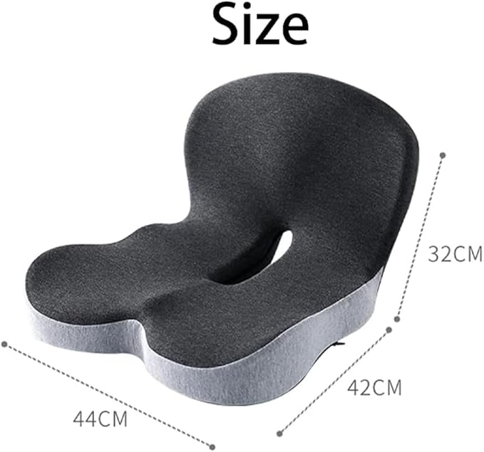 L-Shaped Memory Foam Seat Cushion with Lumbar Support-Ergonomic Car & Office Chair Cushion for Sciatica, Coccyx & Back Pain Relief Supports Hips & Back for Drivers & Long Sitting (Double Grey)