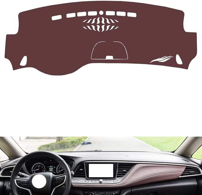 Leather Dashboard Cover Compatible with Buick GL6 2018-2019,Dash Board Cover mat Anti-Slip Sun-Proof and dust-Proof(Brown)
