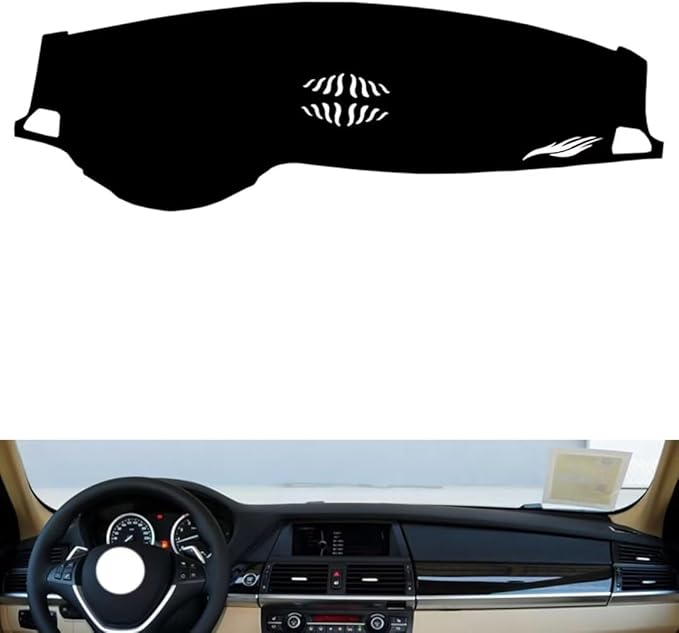 leather dashboard cover Compatible with BMW X6（NO HUD） 2008-2013，dash cover（black）