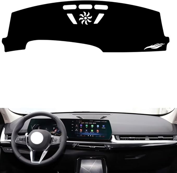 leather dashboard cover Compatible with BMW X1 (NO HUD 2023，dash cover（black）