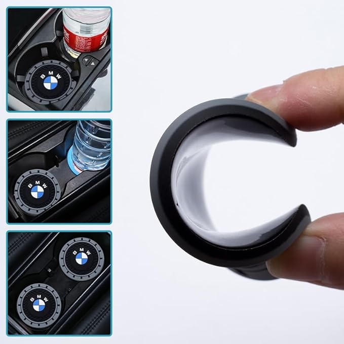 Silicone 2PCS Car Cup Mat Holder Coasters Compatible with BMW X1 X3 X7 X5 X6 1 3 5 6 Series Z4 7 M Series, Non-Slip Car Coasters for Cup Holder Interior