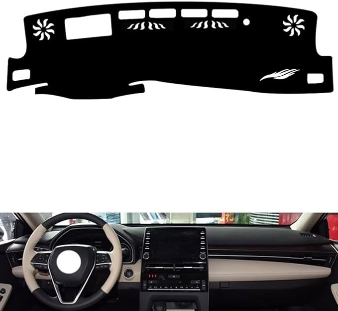 Leather Dashboard Cover Compatible with Toyota Avalon (HUD 2019-2021，Dash Cover（Black）