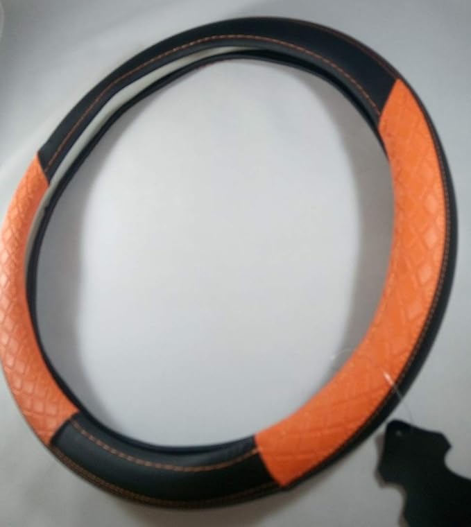 Jdragon Black & Red PU Leather Great Comfort Slip-On Steering Wheel Cover 14.25-15" Diameter