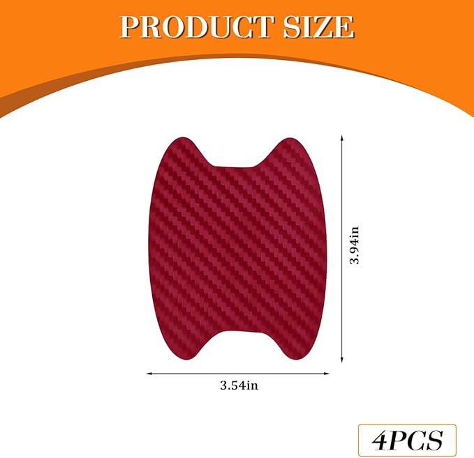 Car Door Handle Cup Scratch Protector, 4PCS 3D Carbon Fiber Vehicle Handle Bowl Sticker, Automotive Exterior Door Cup Protection Decal, Universal for SUV Caravan Automobile (Wine Red)