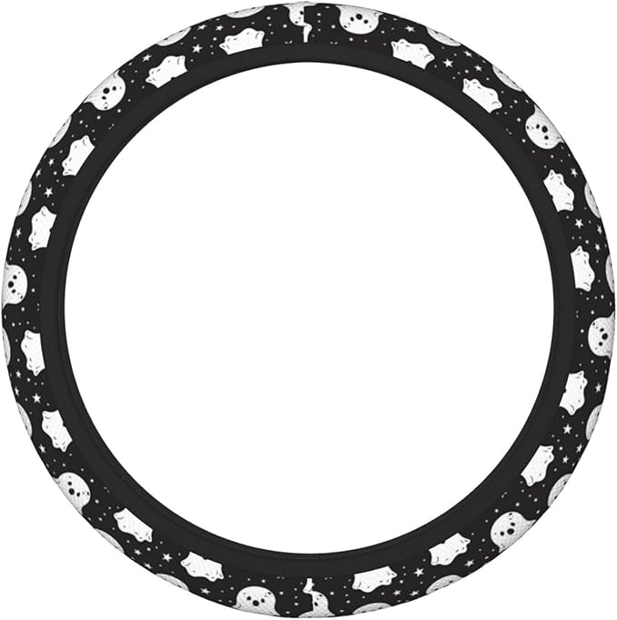 Cute Ghost Steering Wheel Cover for Women Men Girls, Car Accessories Decor Thickened Anti-Slip Auto Steering Wheel Covers Protector Universal Fit 15 Inch for Cars, Truck, SUV