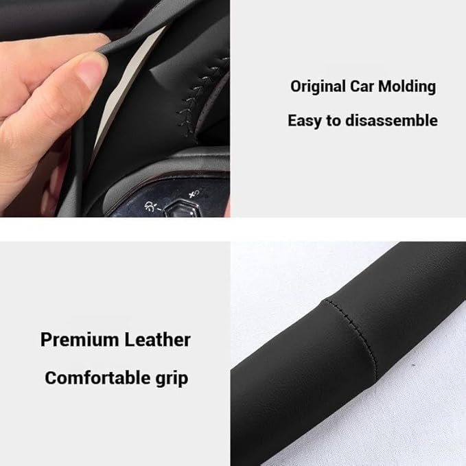 Leather Steering Wheel Cover 15 Inches Car Steering Wheel Cover Stretchy Easy Installation Durable Breathable Non-Slip for Honda Civic Accord Fit CRV HRV Pilot Odyssey Accessories -White