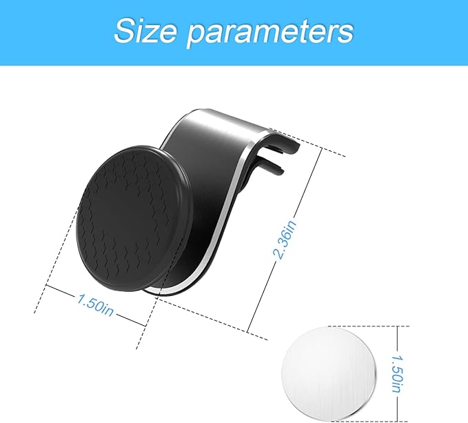 Magnetic Phone Mount for Car, 360°Adjustable Universal Cell Phone Holder for Car Air Vent Mount Fits 3-7 inch Mobile Phone and More Devices (Black)