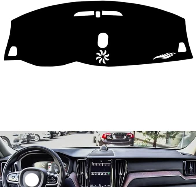 leather dashboard cover Compatible with Volvo XC60（Small center speaker） 2018-2023，dash cover（black）