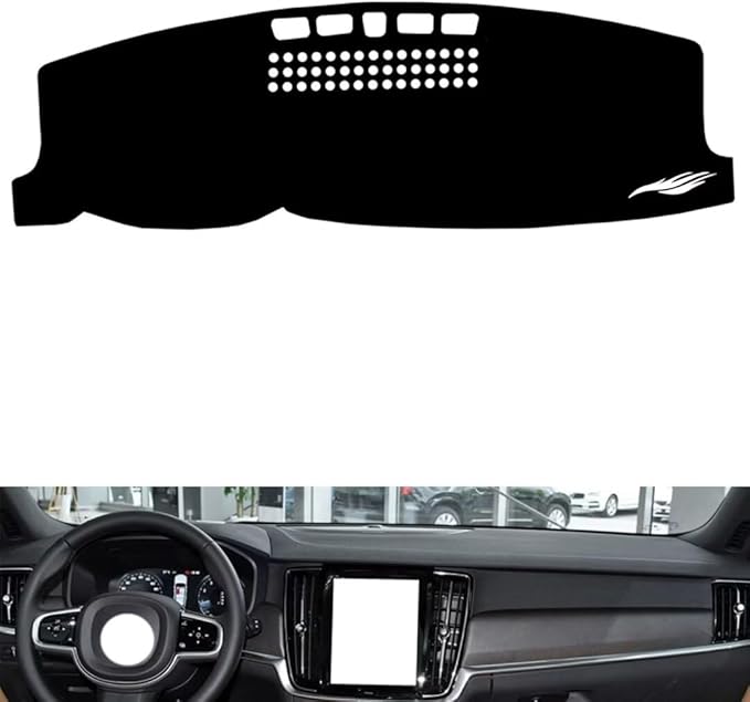 leather dashboard cover Compatible with Volvo V90，dash cover（black）