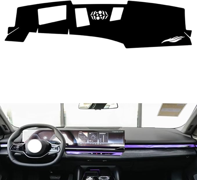leather dashboard cover Compatible with BMW 5 series（HUD） 2024，dash cover（black）