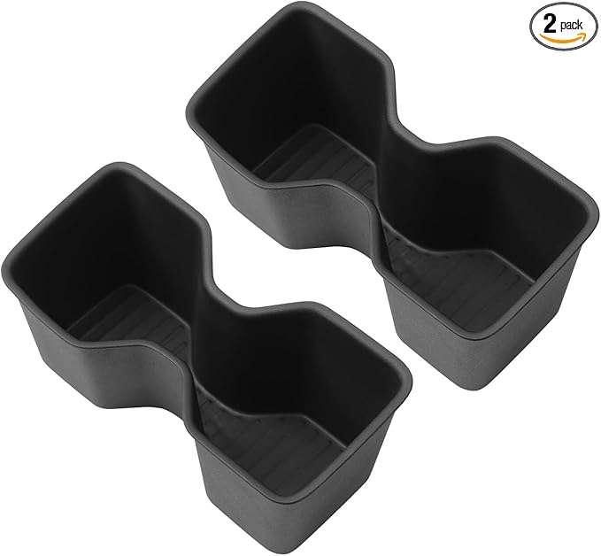 LUCKEASY 2PCS 3rd Row Side Cup Holders Insert for Hyundai Santa Fe 6/7 Seat 2024 2025 2026 Rear Drink Limiter Interior Accessories TPE Black