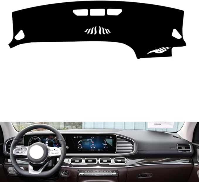Leather Dashboard Cover Compatible with Mercedes GLS (NO HUD 20-2025，Dash Cover（Black）
