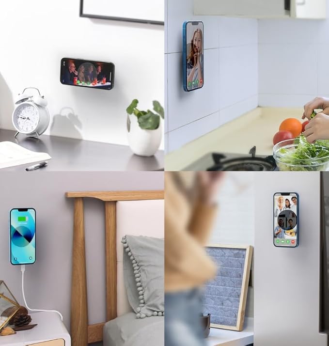 ARLIFE Sticky Magnetic Phone Wall Mount Compatible with Magsafe iPhone 14 13 12 Mini Pro Max, Holder for Samsumg and All Smartphones with Metal Ring. Wall Car Automobile Cradles Dash Shower Mount