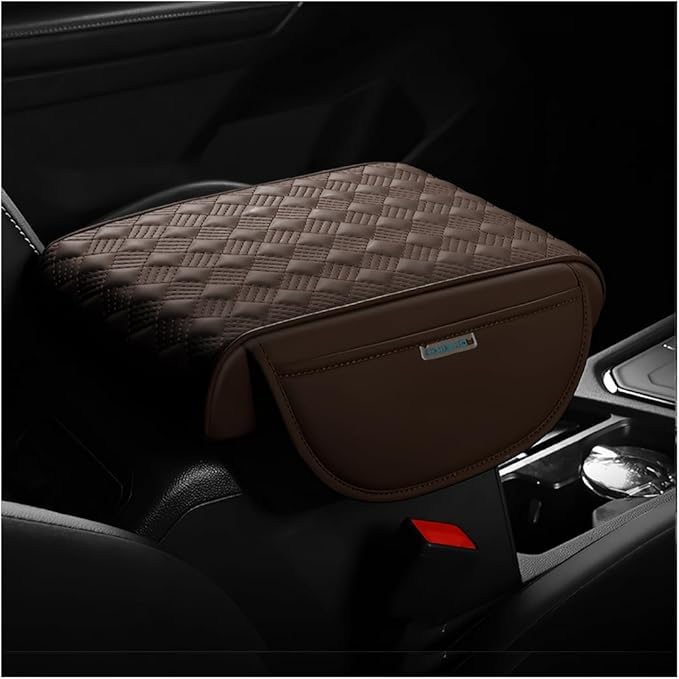 Car Armrest Cushion, Automotive Anti-Scratch Leather Memory Foam Center Console Pad Cover Protector Elbow Pillow Armrest Seat Box with Organizer Pockets Storage Bag, Universal Fit