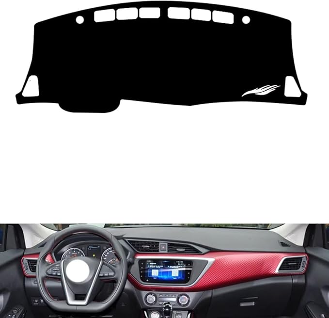 leather dashboard cover Compatible with Nissan Lannia 2016-2021，dash cover（black）