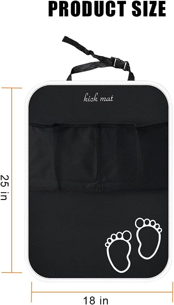 Car Kick Mats Backseat Organizer, 2PCS 2 in 1 Anti Kick Waterproof Back Seat Protector with 2 Storage Pockets, Large Capacity Auto Seat Accecories for Pets Kids, Universal Fit