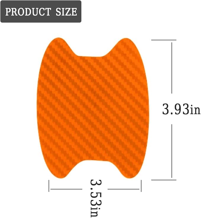XINLIYA 4PCS Car Door Handle Protector Sticker, Universal Carbon Fiber Anti-Scratches Auto Handle Protective Film, Side Paint Cover Guard Stickers Fit for Most Handles (Orange)