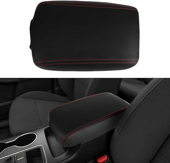 LEXLEY Center Console Pad Armrest Box Cover Waterproof Anti-Scratch Leather Protector Covers For Kia 2016-2020 Sorento-Red Stitches