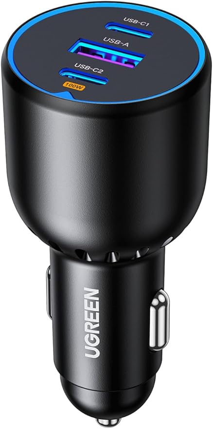 UGREEN 130W USB C Car Charger, Type C Car Charger Adapter Compatible with iPhone 17 17 Air 17 Pro 17 Pro Max 16 16 Plus 16 Pro 16 Pro Max 15 14 13 12, Galaxy S24 S23 Ultra, iPad, MacBook, and More