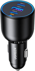 UGREEN 130W USB C Car Charger, Type C Car Charger Adapter Compatible with iPhone 17 17 Air 17 Pro 17 Pro Max 16 16 Plus 16 Pro 16 Pro Max 15 14 13 12, Galaxy S24 S23 Ultra, iPad, MacBook, and More