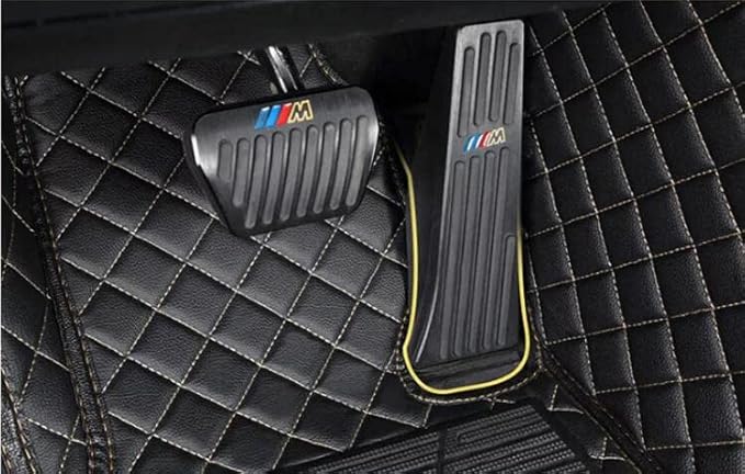 Custom Floor Mats for Cars fit 95% Sedan SUV Sports Car Full Coverage All Weather Men Women Pads Protection Non-Slip Leather Floor Liners (Black and Yellow Stitching)