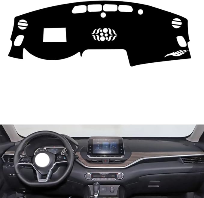leather dashboard cover Compatible with Nissan Teana（HUD、speaker） 2021-2023，dash cover（black）