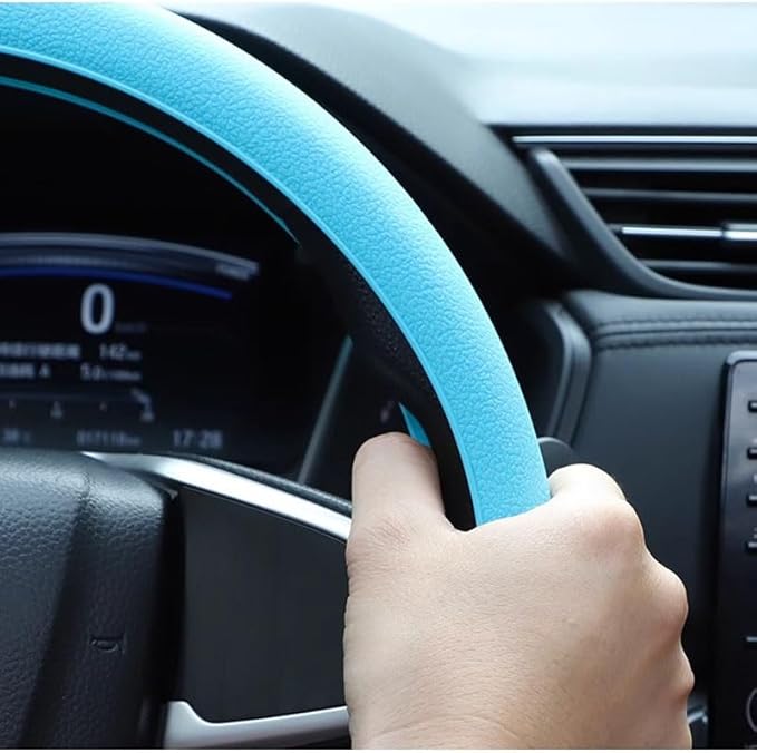 Universal Four Season Thin Silicone Steering Wheel Cover - Anti Slip Wear Resistant Comfortable for Car Blue