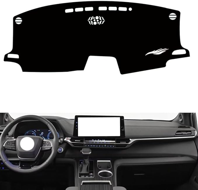leather dashboard cover Compatible with Toyota Granvia（NO HUD，dash cover（black）