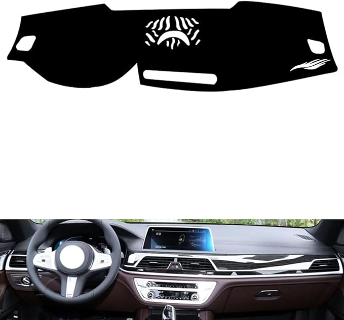 leather dashboard cover Compatible with BMW 7 series（NO HUD） 2016-2022，dash cover（black）
