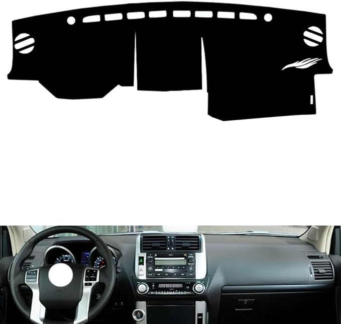 leather dashboard cover Compatible with Toyota Prado（no speakers） 2010-2016，dash cover（black）