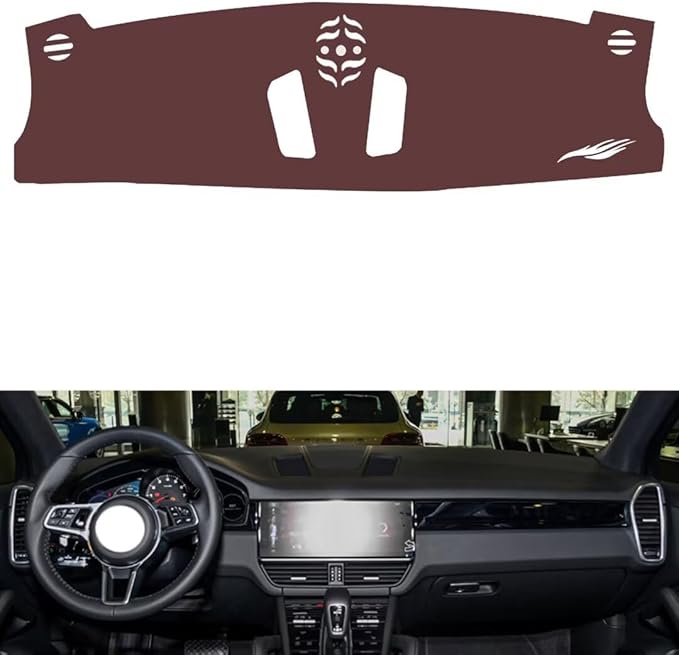 Leather Dashboard Cover Compatible with Porsche Caynne (NO Compass) 2018-2023，Dash Cover, Non-Slip Dash Cover, Dash mat Dashboard Cover, Interior Dash Covers