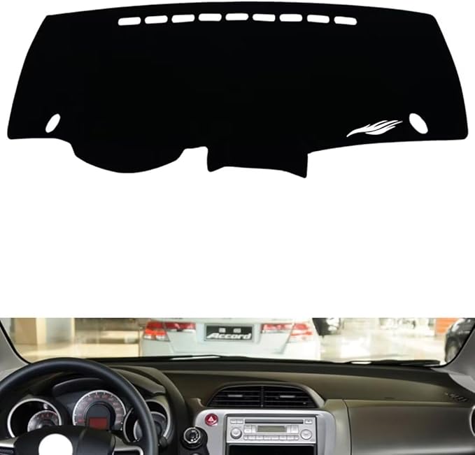 leather dashboard cover Compatible with HONDA Fit 2008-2013，dash cover（black）