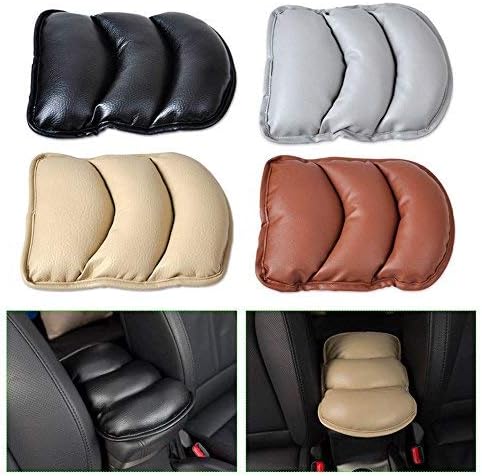 Soft PU Leather Car Armrest Pads Univeral Vehicle Auto Center Consoles Armrest Padding Protective Case Pillow Pad Cover Cushion Armrest Pillow (Brown)