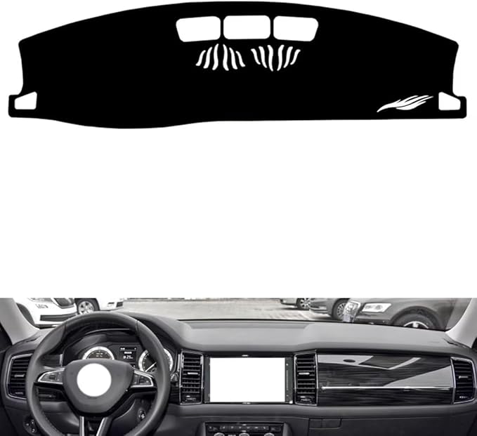 leather dashboard cover Compatible with SkodaSkoda Kodiaq，dash cover（black）