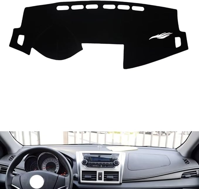 leather dashboard cover Compatible with Toyota Yaris L 2013-2015，dash cover（black）