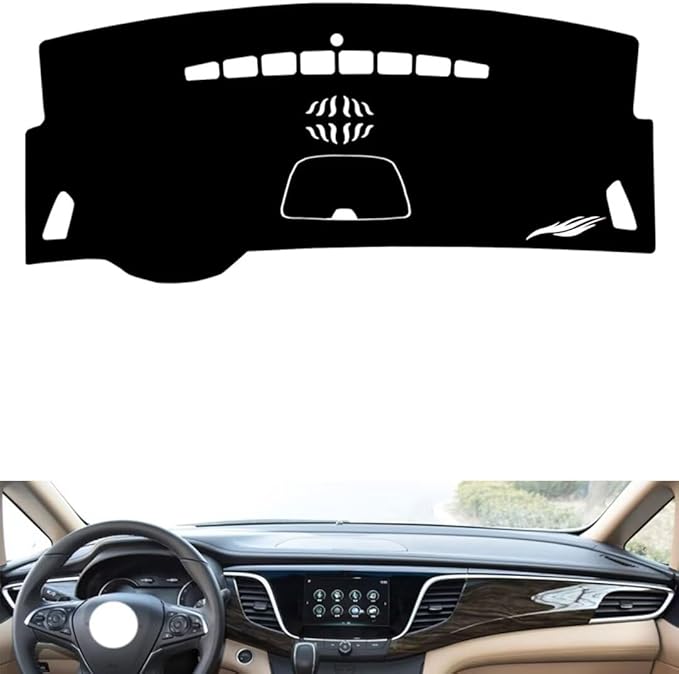 leather dashboard cover Compatible with Buick GL8 ES 28T（NO HUD） 2017-2018，dash cover（black）