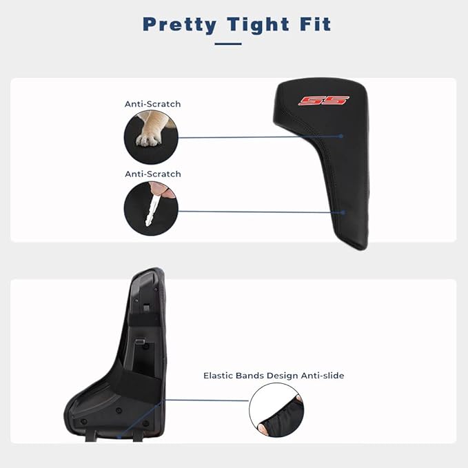 BOYOUS Armrest Cover Center Console Pad Full Protection Console Leather Arm Rest Interior Accessories Fit for Chevrolet Camaro 2016-2024-Black Stitches