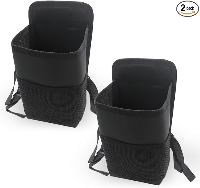 2-in-1 Large Cup Holder, 80 oz Waterproof Car Seat Cup Holder with Mesh Pocket, Car Water Bottle Holder Bag, Vehicle Seat Side Storage Hanging Bag for Bottles & Big Drinks (2PCS)