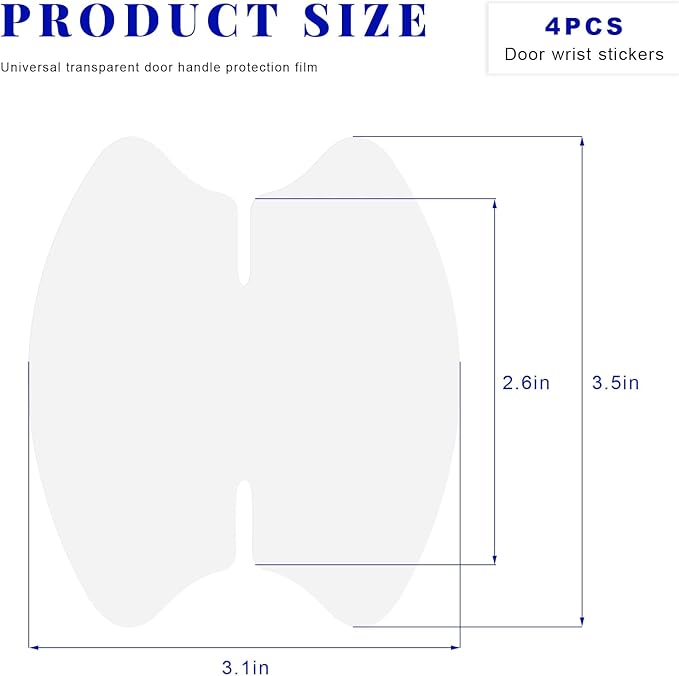 4PCS Car Door Handle Protector, Waterproof Anti-Scratch Film Clear Invisible Auto Door Bowl Sticker, Non-Marking Self Adhesive Handle Cup Scratch Guard for Most Vehicles (4 PCS)