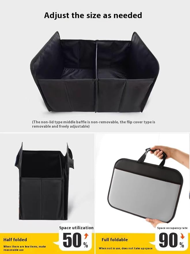 Zenithide Car Trunk Organizer with, Collapsible Car Trunk Storage Organizer, Car Organizer and Storage for SUV, Truck, Sedan (grey) 21.7x17.7x13.4 Inches